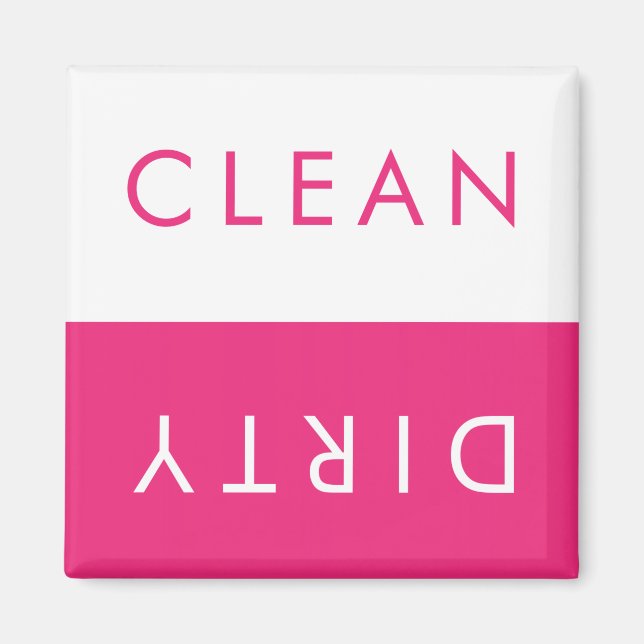 Nettoyer Lave-vaisselle Magnet en rose et blanc (Devant)