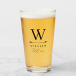 Nettoyer Monogramme intemporel Meilleur Verre Homm<br><div class="desc">Monogrammed verre de bière pour votre meilleur homme avec son premier sommet son nom dans un design simple et minimaliste et son rôle dans la fête de mariage dans un script décontracté.</div>