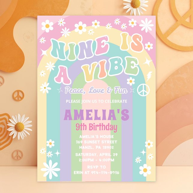 Neuf est une invitation à l'anniversaire de vibe (Créateur téléchargé)