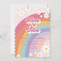 Neuf est Vibe Rainbow 9th Birthday Invitation