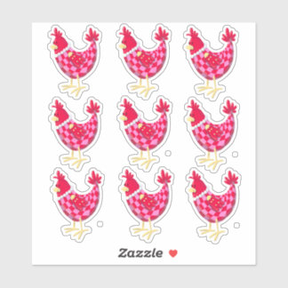 Neuf poules À damiers - Stickers