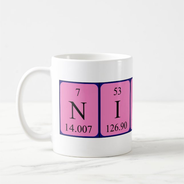 Neuf tasse de nom de table périodique (Gauche)