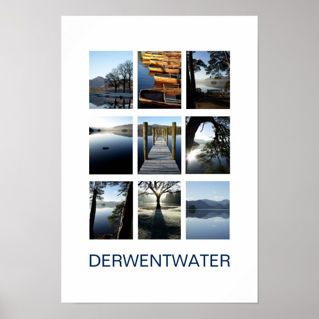 Neuf vues de Derwentwater - Lake District Poster (Devant)