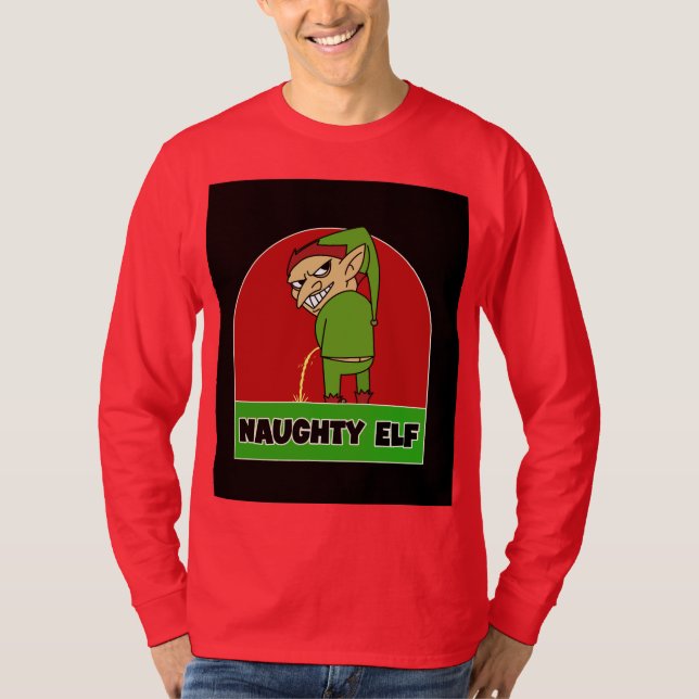 NEUGHTY ELF RUDE MENS T-SHIRTS DE NOËL (Devant)