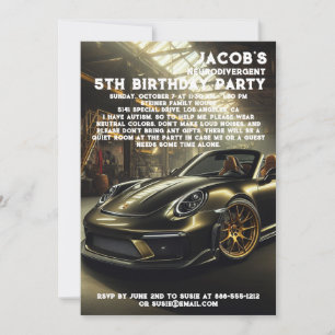 Neurodivergent Autiste Invitation de fête d'annive