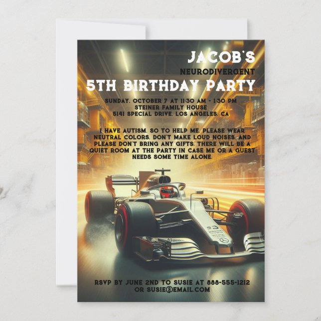 Neurodivergent Autiste Invitation de fête d'annive (Devant)