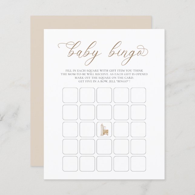 Neutral Boho Baby Brunch Baby Bingo Jeu (Devant / Derrière)