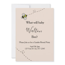 Neutral Gender Reveal Invitations Bee Themed
