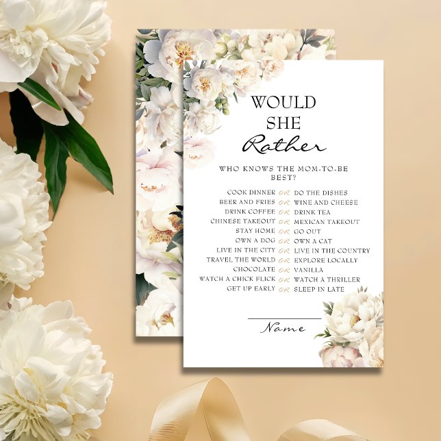 Neutral Ivory Peony Would She Rather Game Card (Créateur téléchargé)
