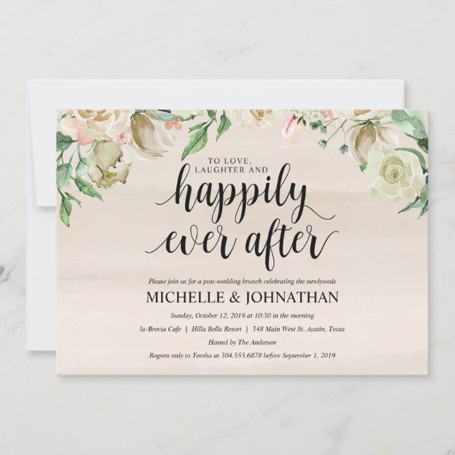 Neutral Spring Post Mariage Brunch Invitation Card (Devant)