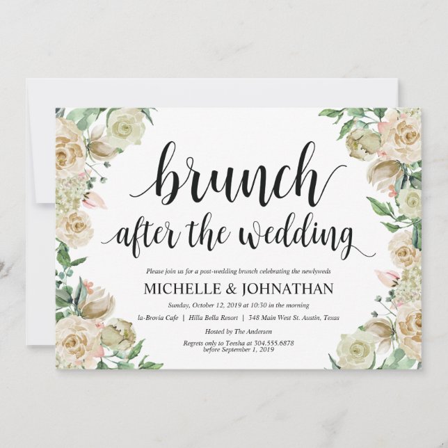 Neutral Spring Post Mariage Brunch Invitation Card (Devant)