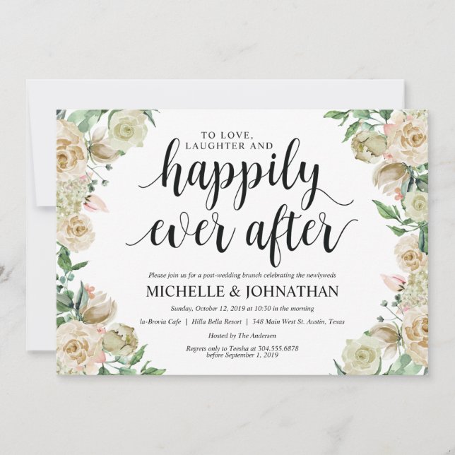 Neutral Spring Post Mariage Brunch Invitation Card (Devant)