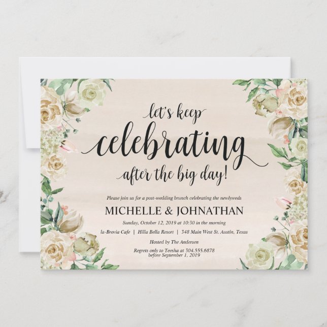 Neutral Spring Post Mariage Brunch Invitation Card (Devant)