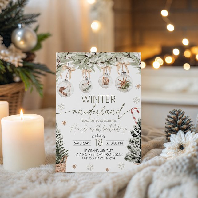 Neutral Winter Onederland Invitation (Créateur téléchargé)