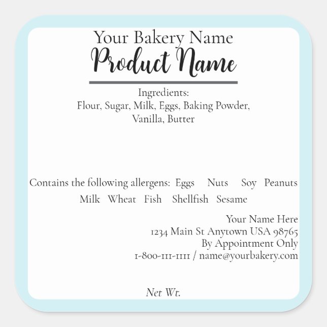 Nevada Cottage Food Business Blue Baking Étiquette (Devant)