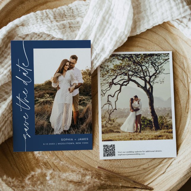 NEVE Navy Blue Photo Enregistrer la carte Date (Créateur téléchargé)