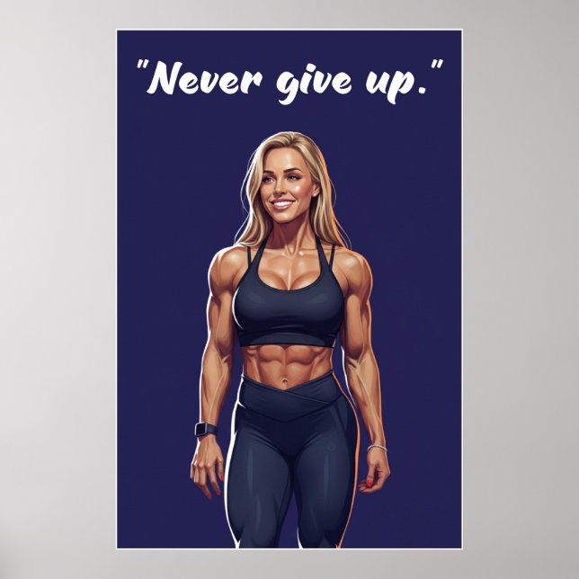Never Give Up – Fitness Motivation Quote Poster (Devant)