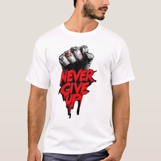 "NEVER GIVE UP" Gym T-Shirts for Men Online (Devant)