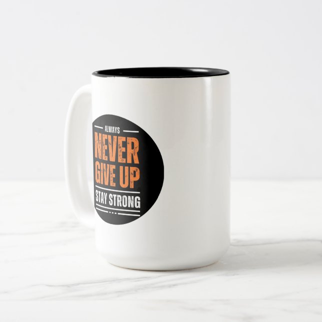 Never Give Up Inspirational Coffee Mug (Devant gauche)