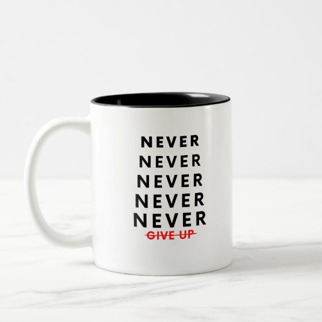 Never Give Up Two-tone Coffee Mug (Gauche)