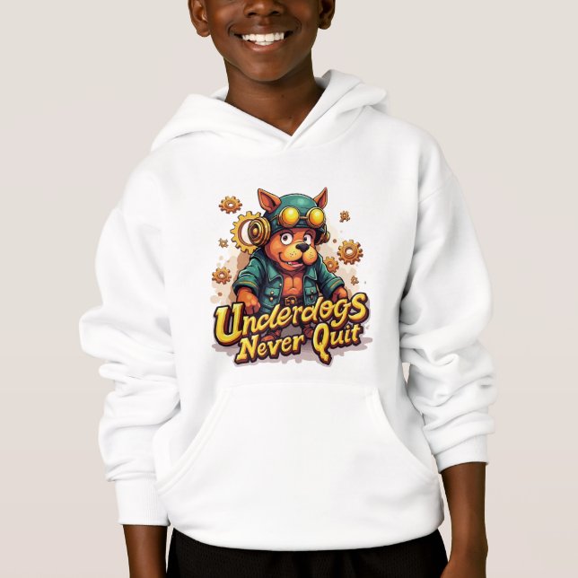 Never Quit Boys Hoodie – Underdog Day  (Devant)