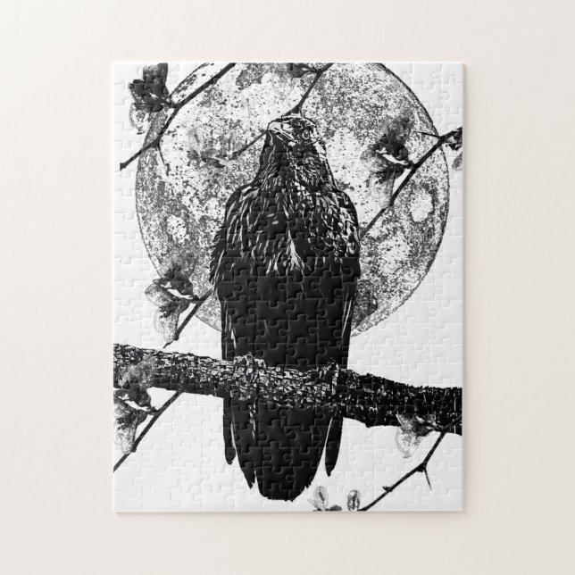 Nevermore Raven et la lune Jigsaw Puzzle (Vertical)