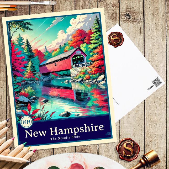 New Hampshire | Carte postale ombragée style Anime (Créateur téléchargé)