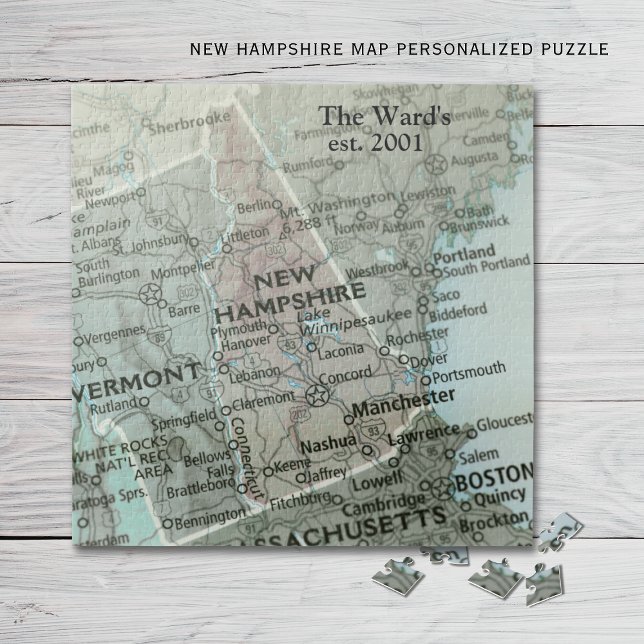 New Hampshire State Map Puzzle |Granite State Gift (Créateur téléchargé)