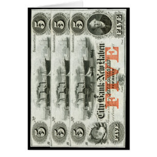 New Haven 1855 note des cinq dollars