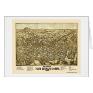 New Haven, carte panoramique de CT - 1879