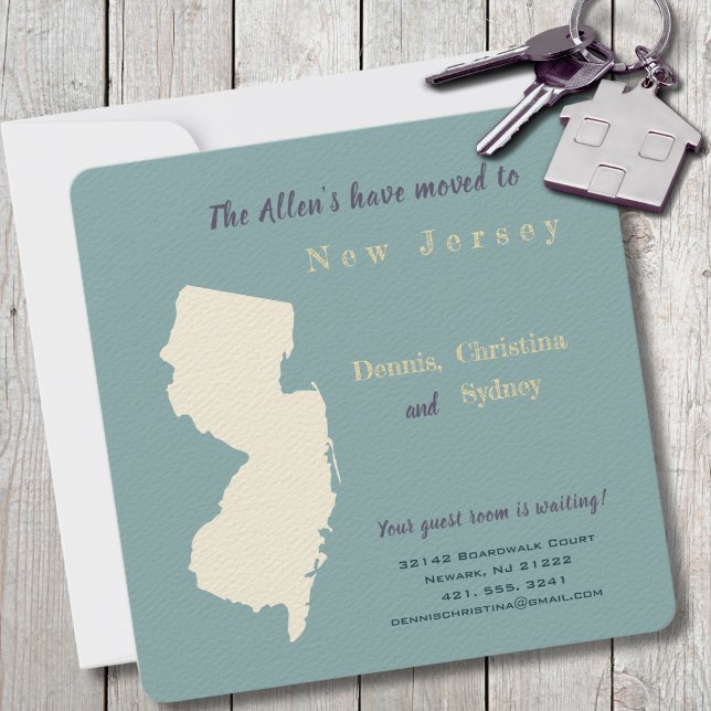 New Home New Jersey Moving Faire-part carte postal (Moving to New Jersey? Send your friends and family a beautiful personalized announcement!)