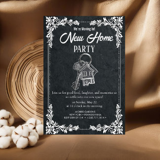 New Home Party Invitation Elegant Chalkboard Hou