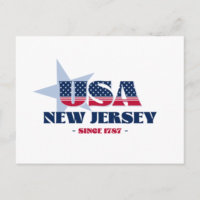 New Jersey en carte postale rouge, blanche et bleu (Devant)