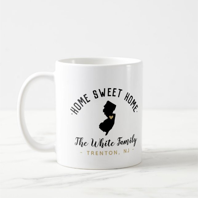 New Jersey Home Sweet Home Famille Monogramme Mug (Gauche)