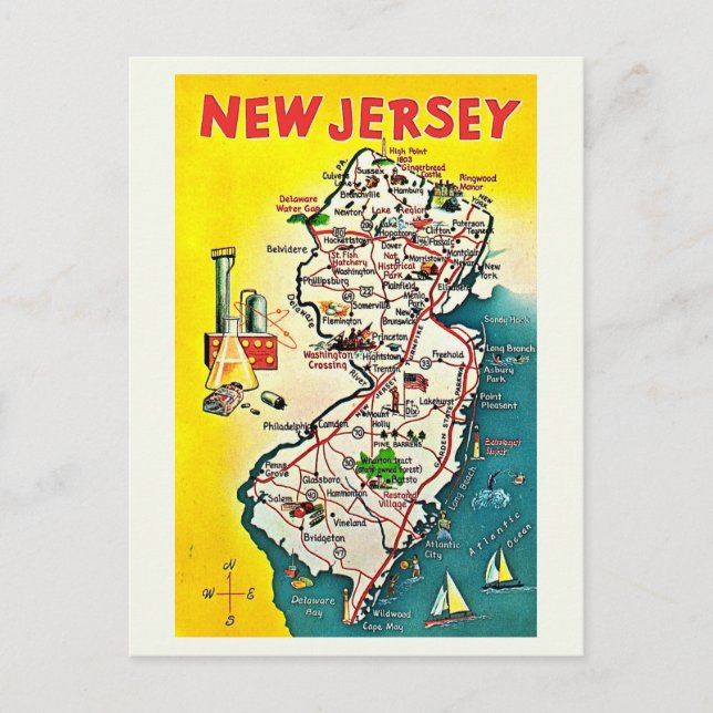 New Jersey Illustrée Carte Postale Ancienne (Devant)
