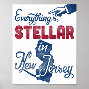 New Jersey Poster Funny Red White Blue State Print