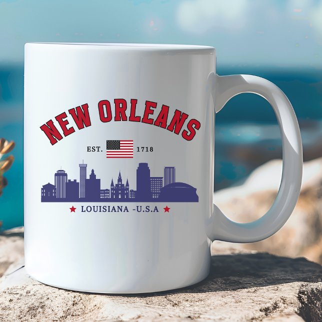 New Orleans Louisiana Vintage Skyline Mug (Créateur téléchargé)