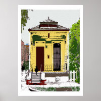 New Orleans Shot Gun Home & Cat Poster
