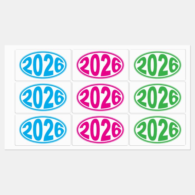 New Year 2026 Oval Sticker (Feuille)