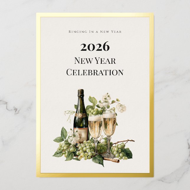 New Year Custom Foil Invitation Card | Elegant (Recto)