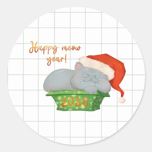 New Year Lucky Cat Sticker for Holiday Gifts (Devant)