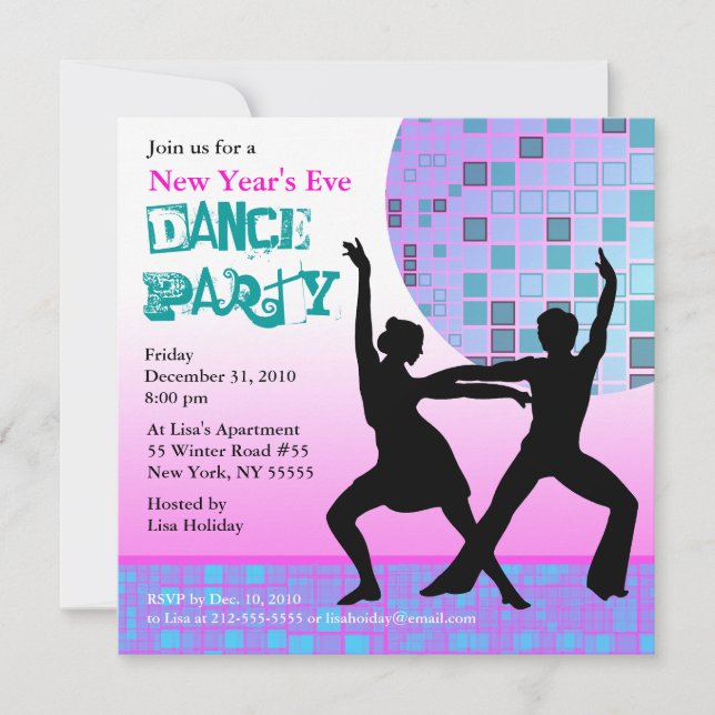New Year's Eve Dance Party Invitation Pink Disco (Devant)