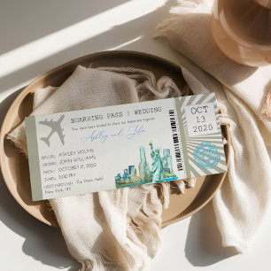 New York Boarding Pass Billets Faire-part de maria