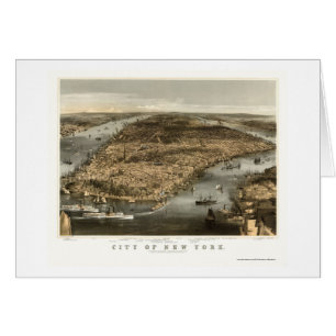 New York, carte panoramique de NY - 1856
