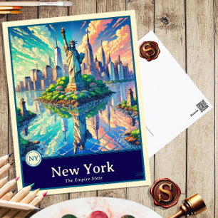New York Carte postale ombragée style Anime