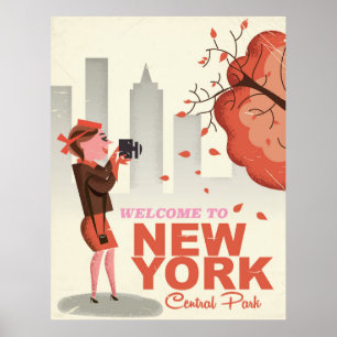 New York Central Park Vintage travel poster
