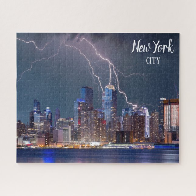 New York City Skyline Jigsaw Puzzle Lightning (Horizontal)