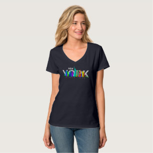 New York City   T-shirt col en V pour femme