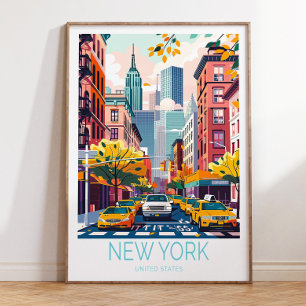 New York City Travel Poster Print, États-Unis