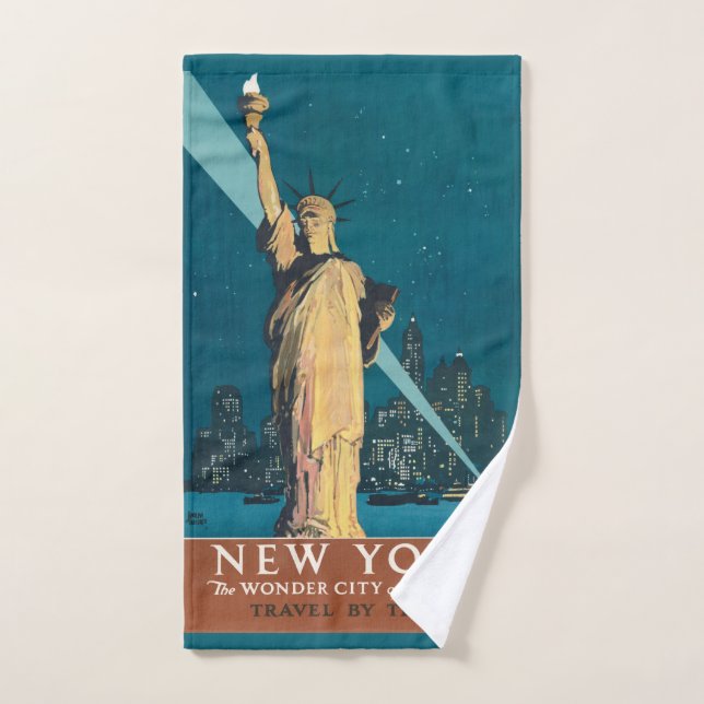 New York City Vintage voyage Liberty Skyline (Serviette à main)